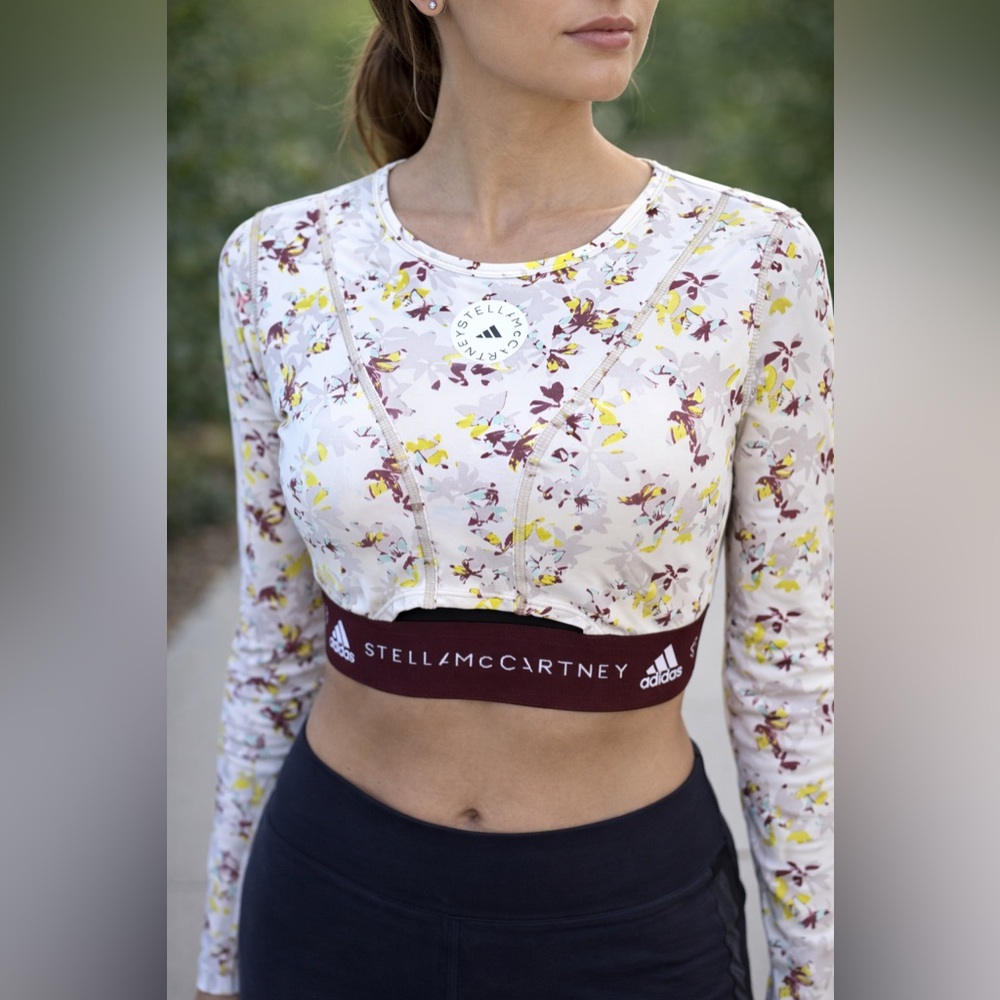 Adidas‎ by Stella McCartney Floral Crop Top - Cream, Yellow, Purple